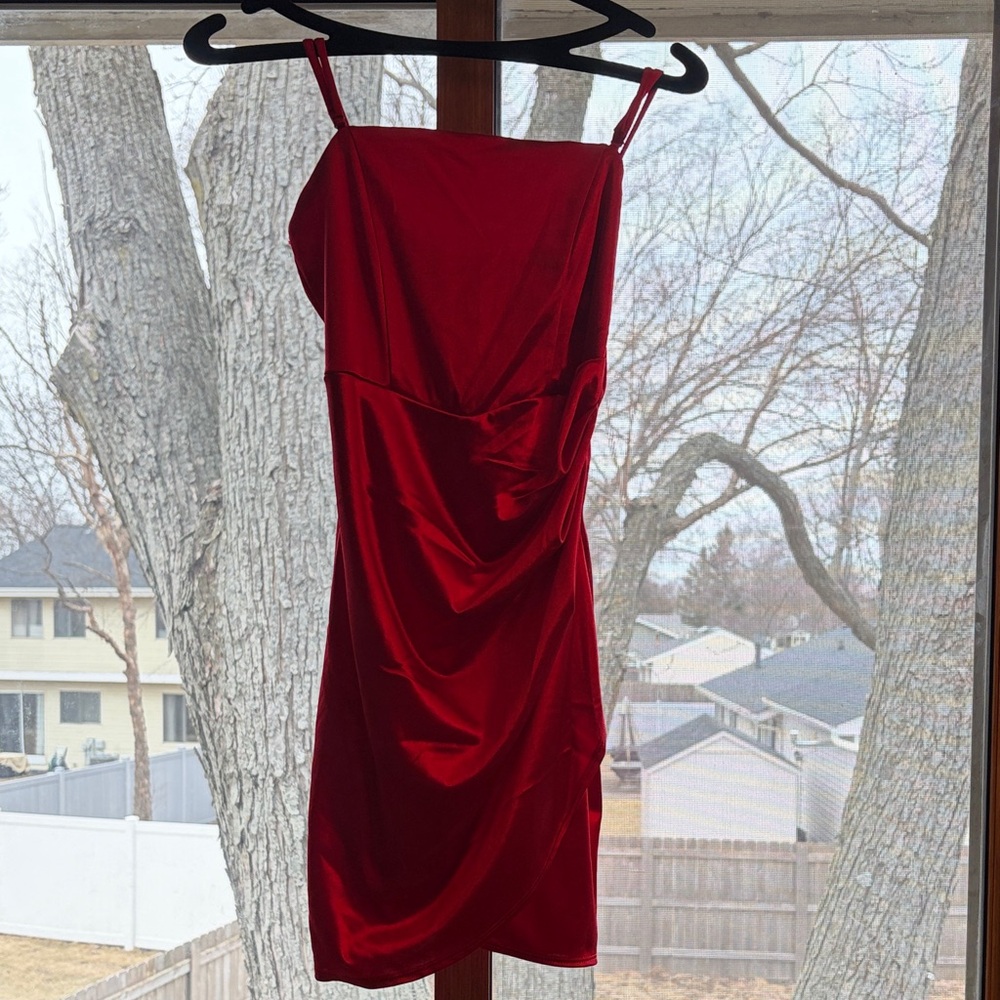 Elegant Red Satin Dress